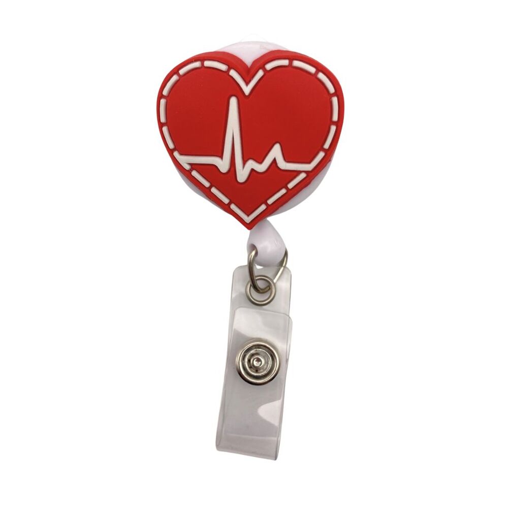 ID Badge Retractable Reel Heart EKG Design Medical Nurse Doctor Gift Idea [New]